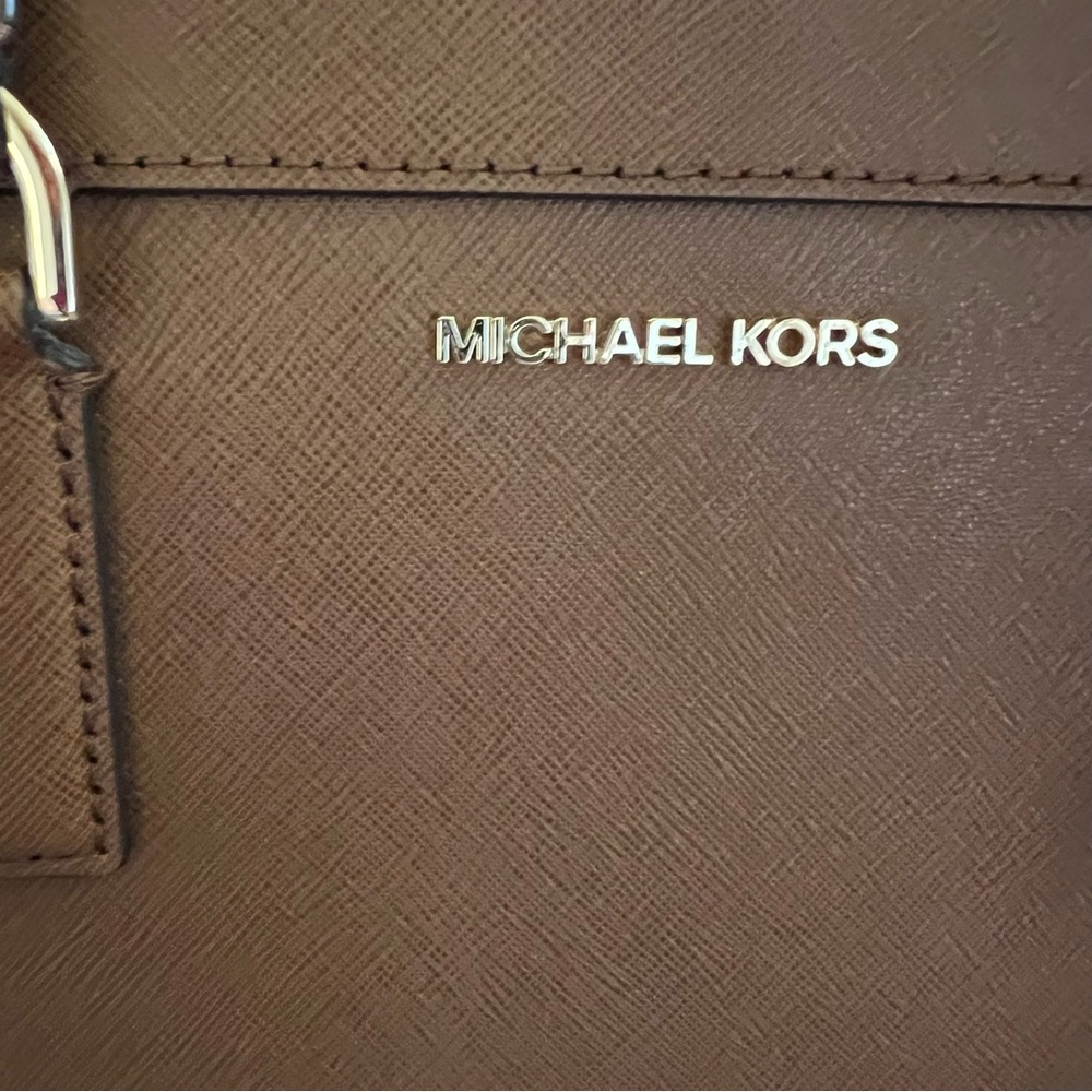 Michael Kors Dillon Saffiano Dark Khaki Leather Satchel - Picture 14 of 14